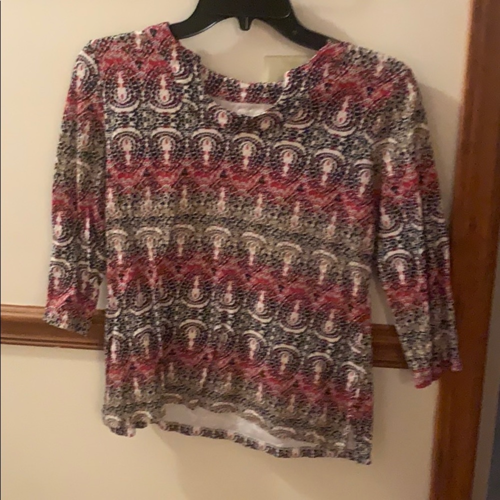 Kim Rogers, size PS, printed top 3/4 sleeve